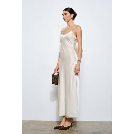 Genevieve Open Back Slip Dress - Ivory