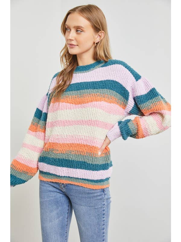 Striped Sweater - Teal Multi