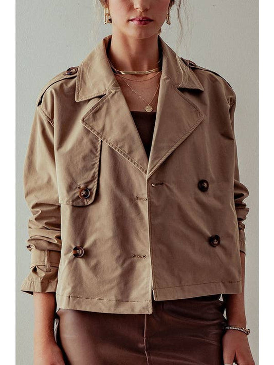 Cropped Trench Jacket - Camel - Final Sale
