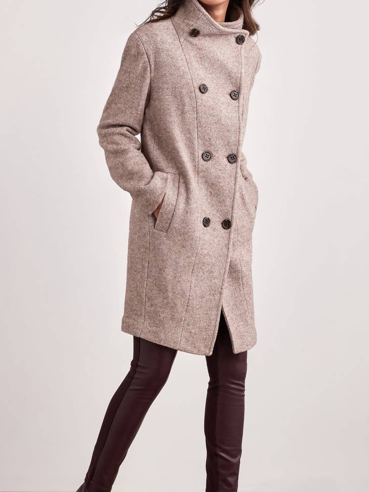 Boucle Pea Coat - Taupe