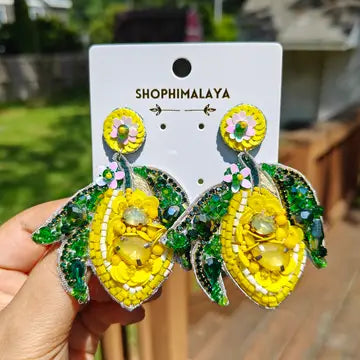 Lemon Beaded Earrings