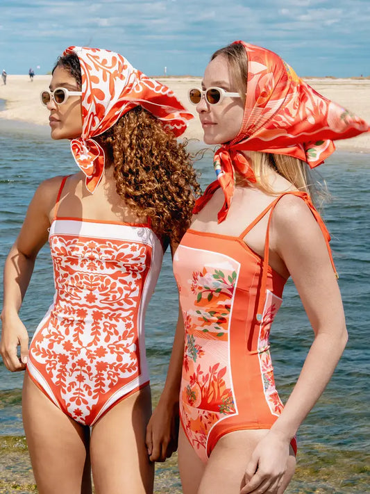 Reversible One Piece Swimsuit - Crossing Red