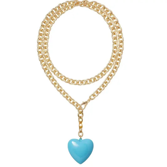 Amour Heart Pendant - Blue