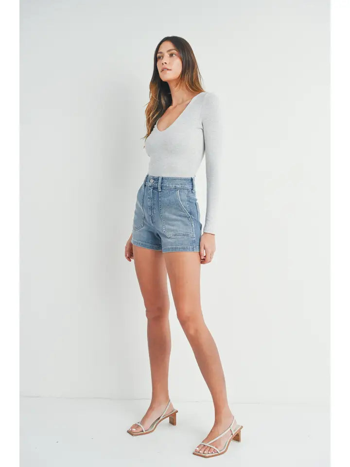 Cargo Denim Short - Light Wash