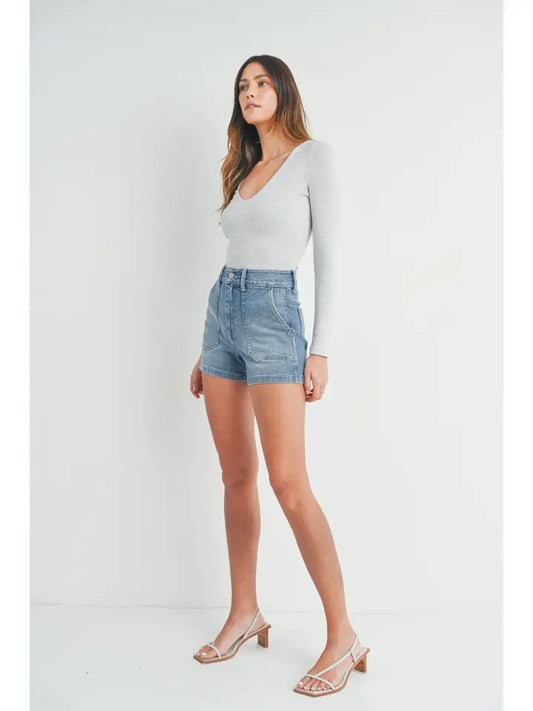 Cargo Denim Short - Light Wash
