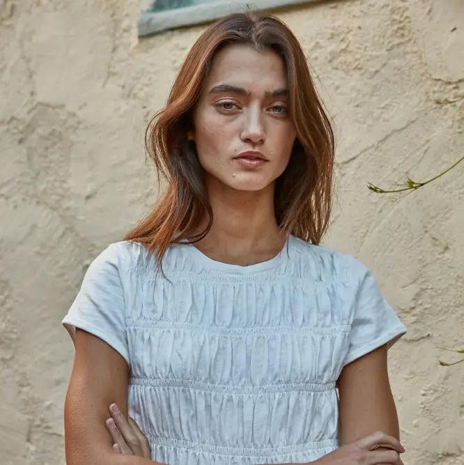 Smocking Detail Top - White