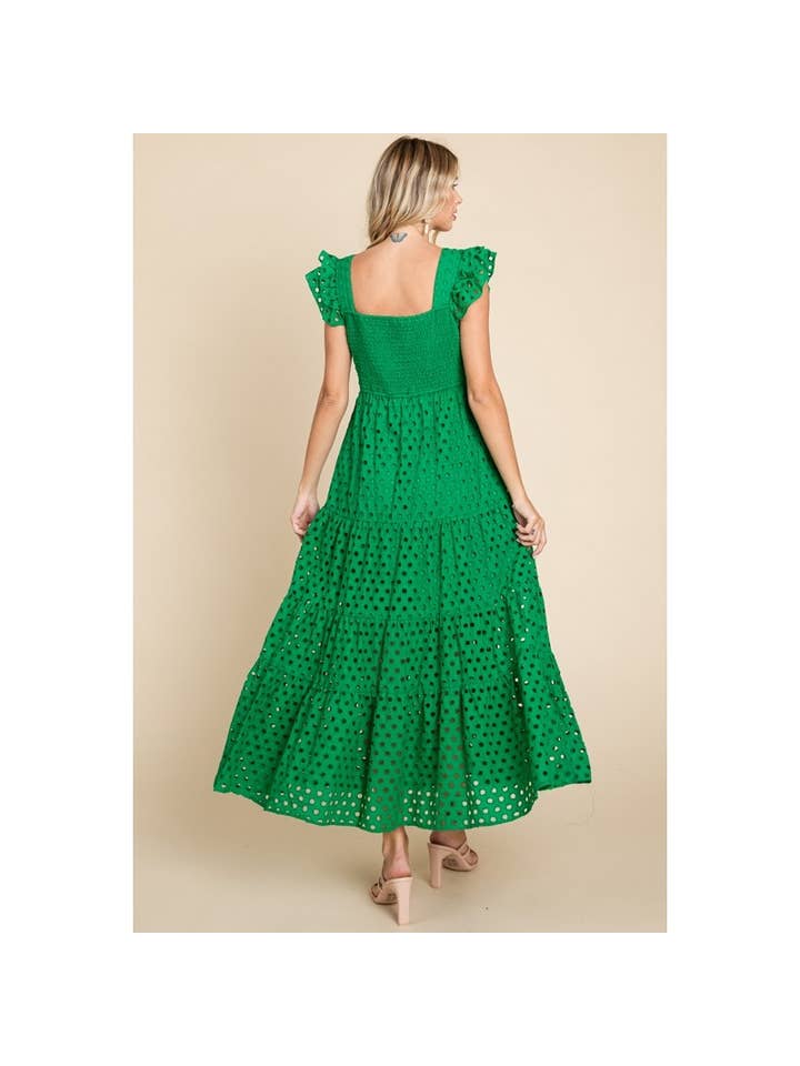 Eyelet Maxi Dress - Green