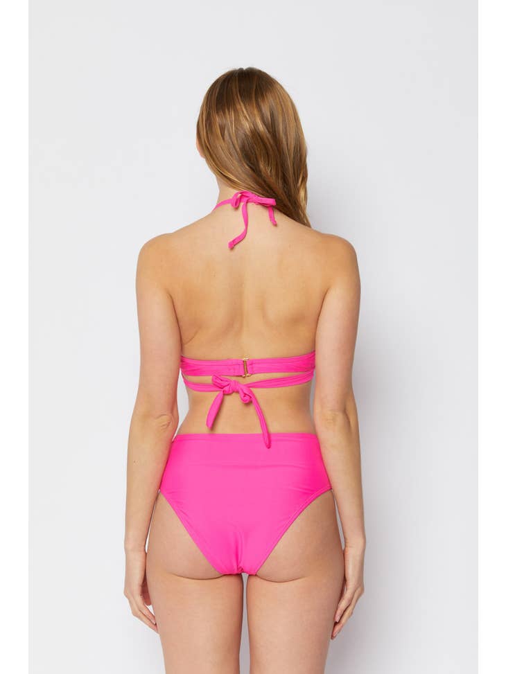 Moulded High Waisted Swimsuit - Pink