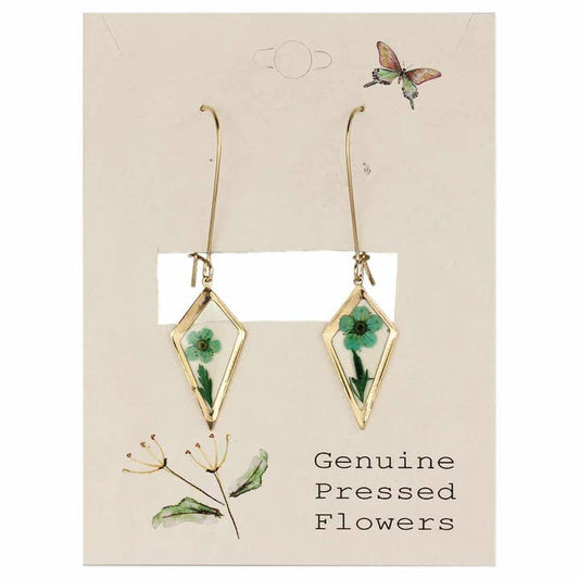 Dried Floral Earrings - Diamond Drop