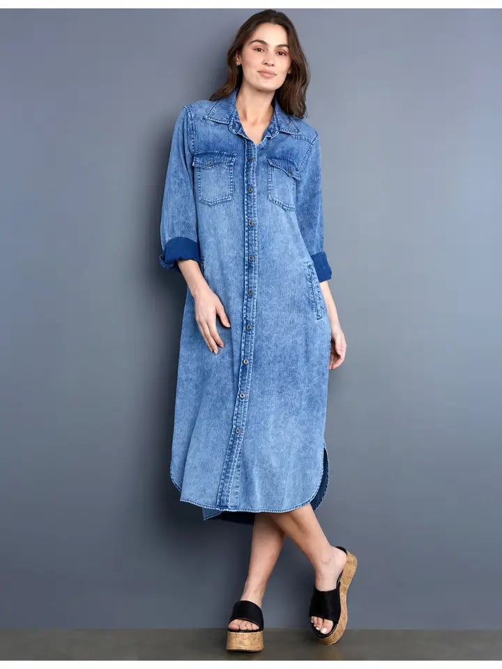Pocket Shirtdress -  Iceland Blue