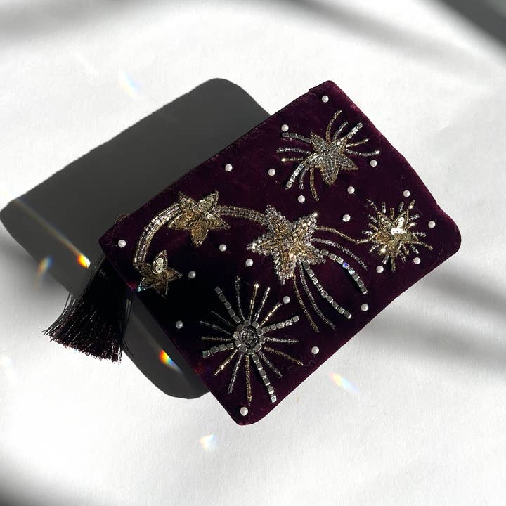 Shooting Star Velvet Pouch - Wine