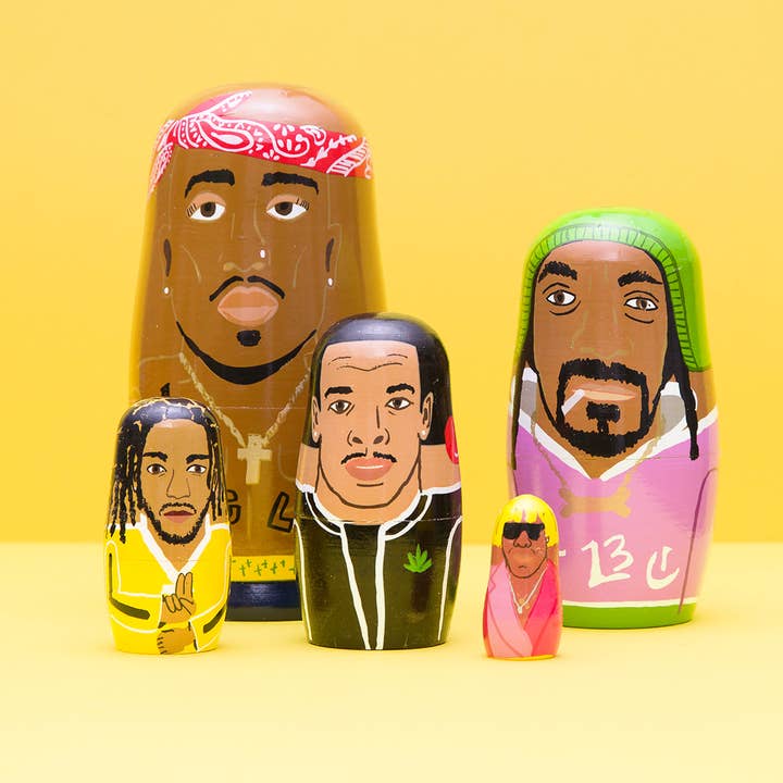 West Coast Rappers Wooden Nesting Doll Set