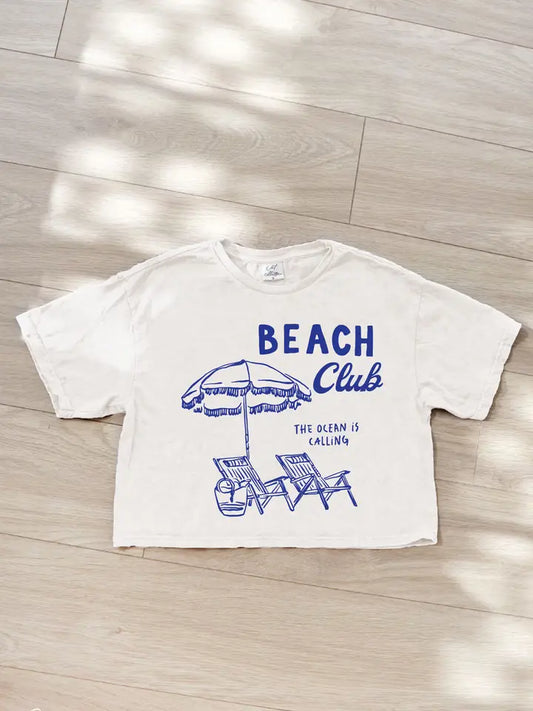 Beach Club Cropped Tee - Cream