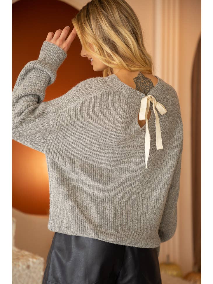 Annie Tie Detail Sweater - Grey