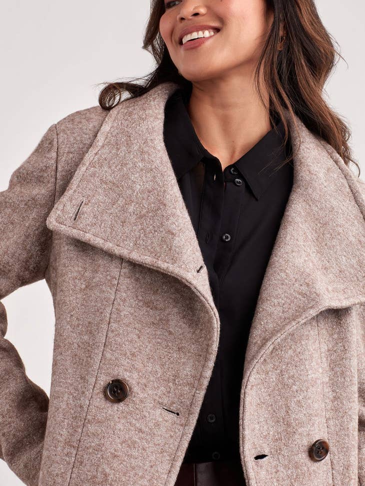 Boucle Pea Coat - Taupe