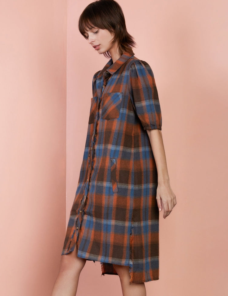 Super Puff Shirtdress - Sugar Spice Plaid