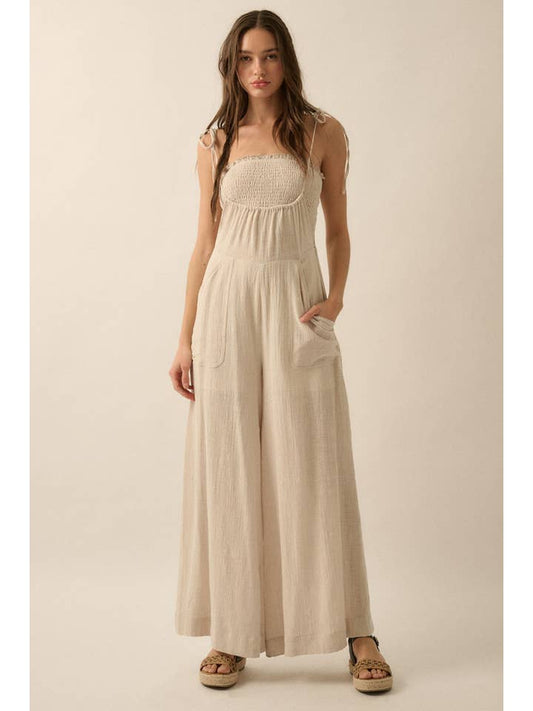 Wide Leg Jumpsuit - Natural