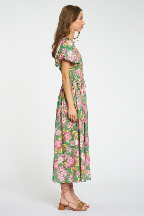Dori Dress - Green & Pink Multi