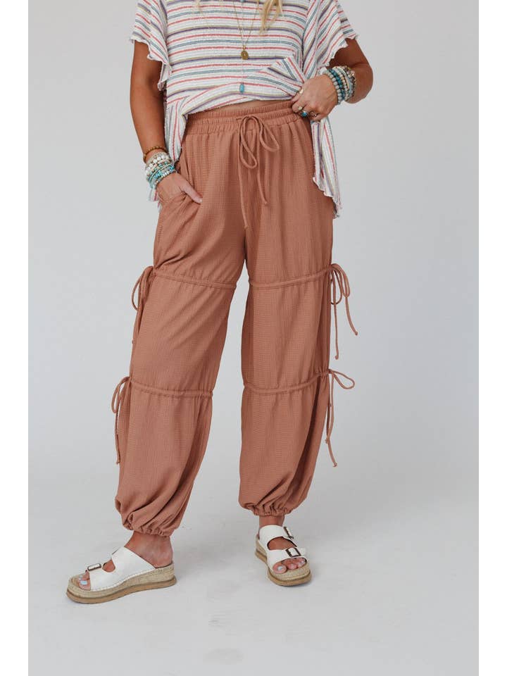 Everlasting Love Drawstring Pants - Tan Brown