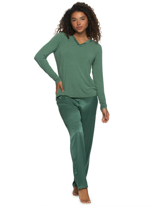 Elysees Tapered Pant Pajama Set - Dark Forest