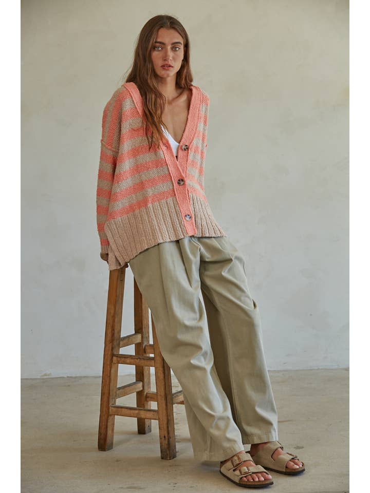 Candy Cloudy Cardigan - Taupe Coral