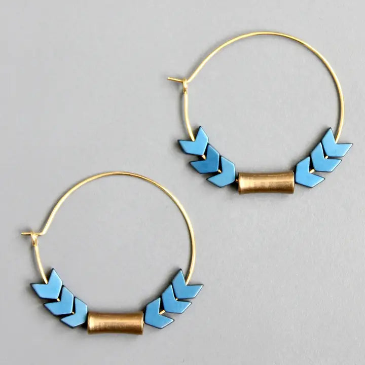 Blue Iris Hoop Earrings