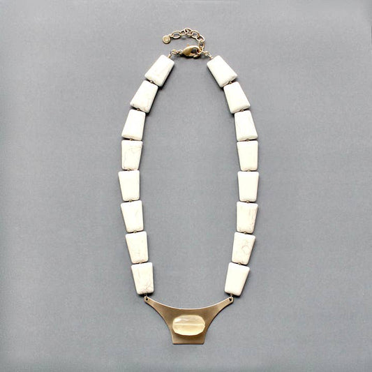 White Geo Bib Necklace