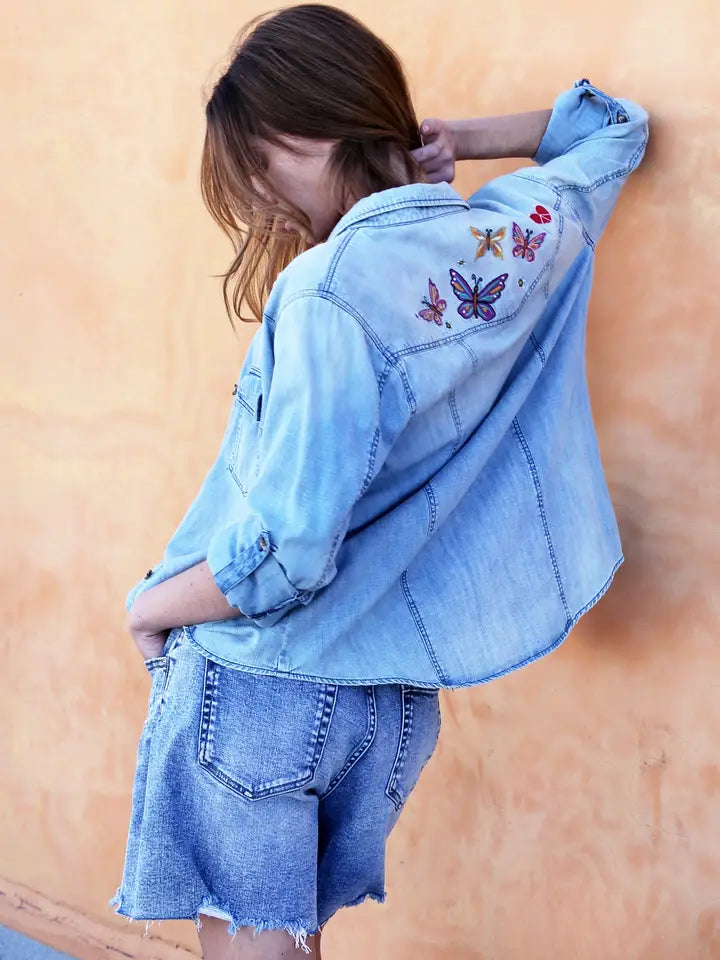 Embroidered Shirt - Butterfly Kiss