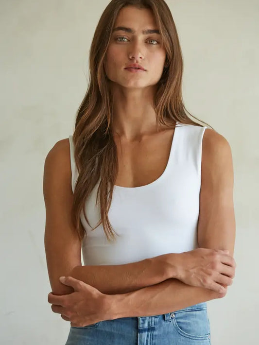 Double Layered Seamless Top - White