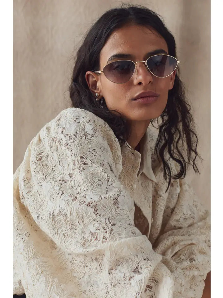 Claire Cotton Lace Shirt - Natural