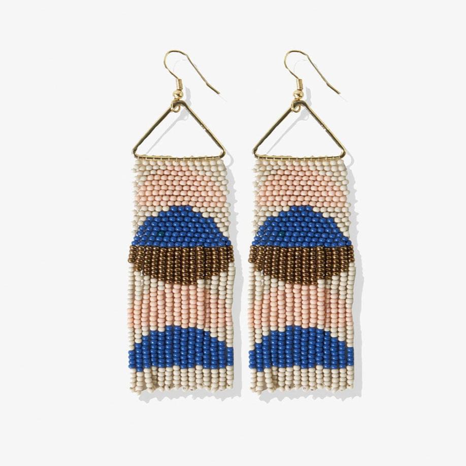 Gloria Beaded Fringe Earrings - Lapis