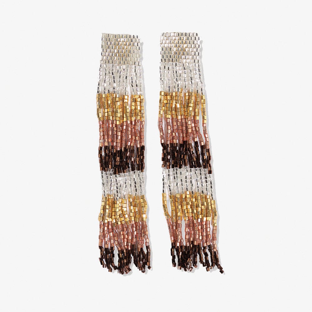 Ila Striped Fringe Earrings - Mixed Metallic