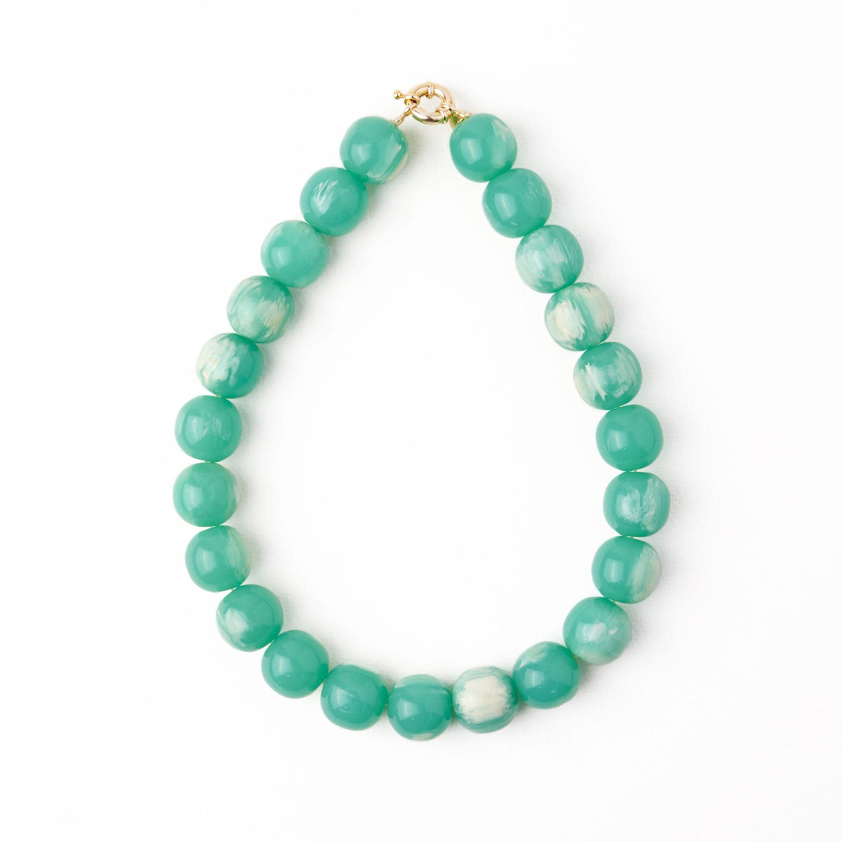 Iris Large Brass Beaded Necklace - Aqua