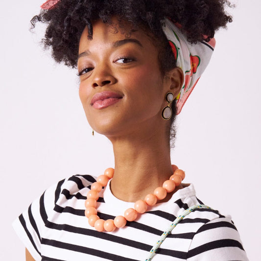 Iris Large Resin Bead Necklace - Coral