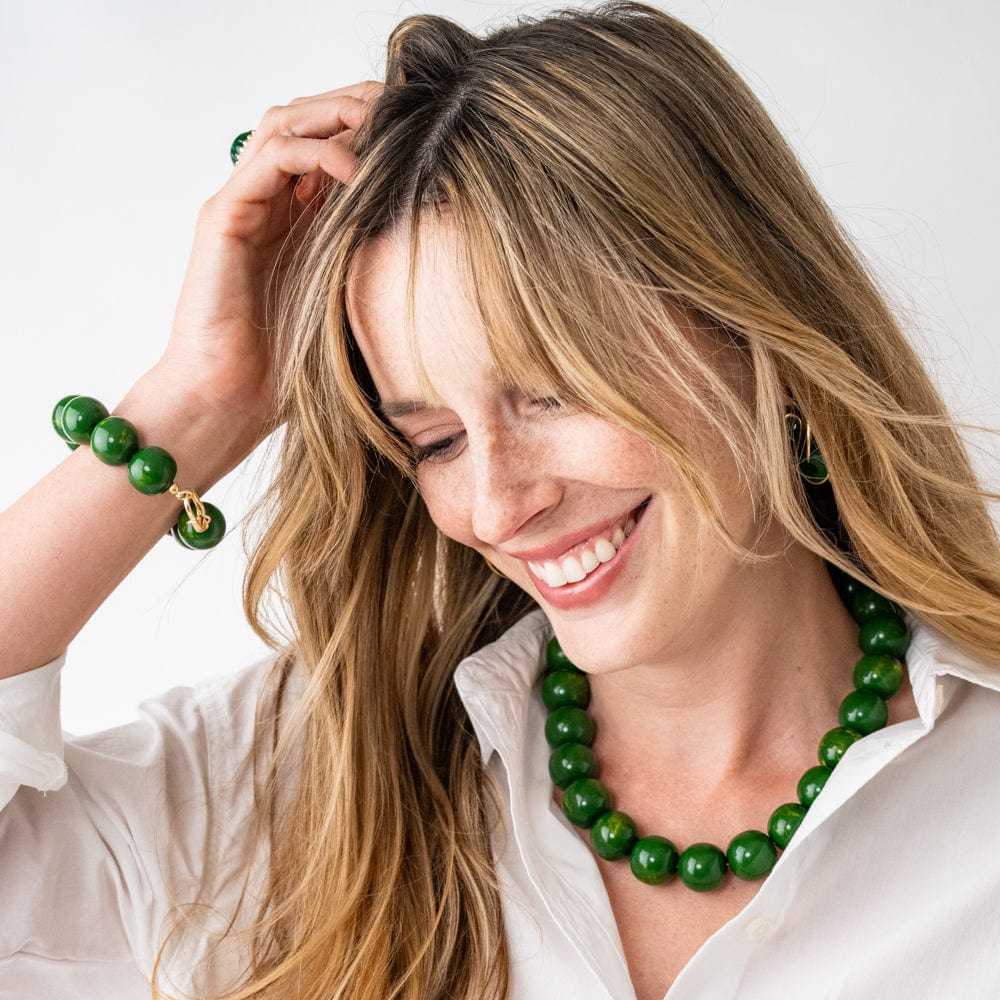 Iris Large Resin Bead Necklace - Green