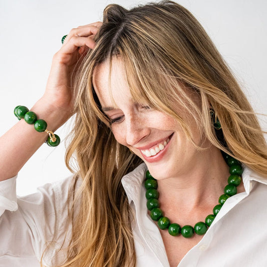 Iris Large Resin Bead Necklace - Green
