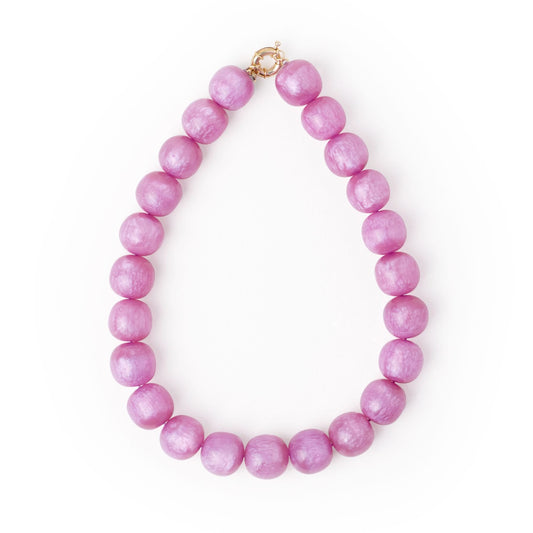 Iris Large Resin Bead Necklace - Purple