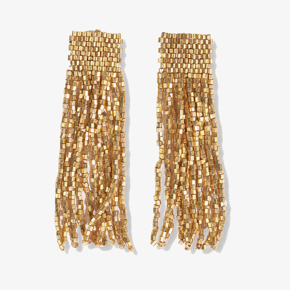 Marilyn Solid Beaded Fringe Earring - Gold