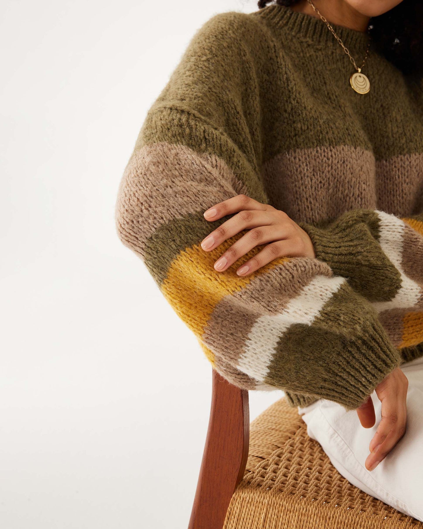 Pisa Sweater - Olive & Gold Stripe