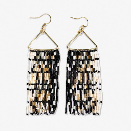 Patricia Gradient Fringe Earrings - Black & White