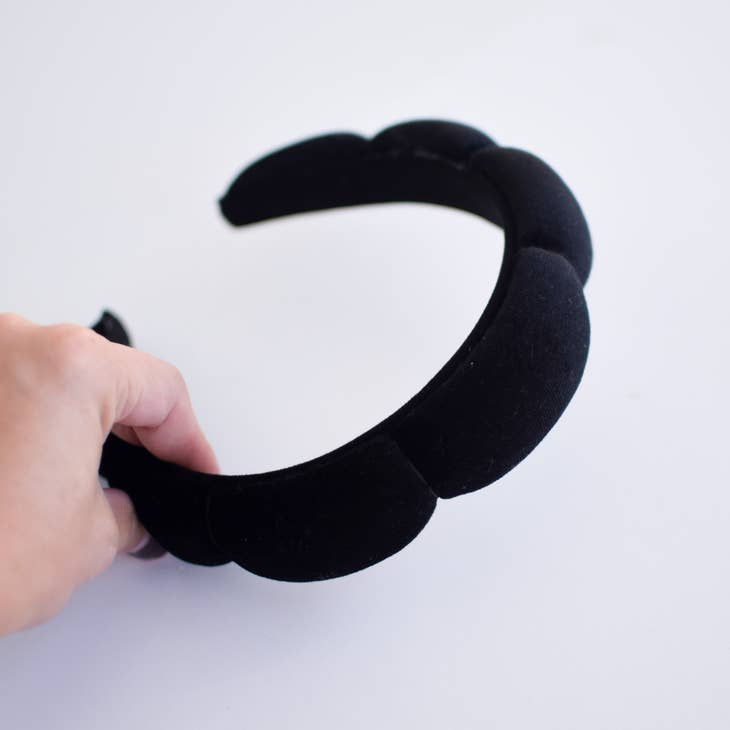 Scalloped Headband - Black Velvet