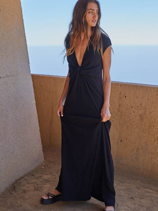 Plunge Twist Front Maxi Dress