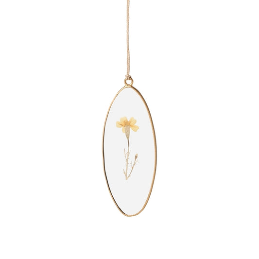 Golden Oval Floral Pendant