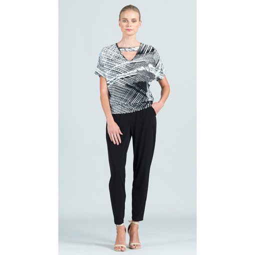 Track Print Top - Black / White