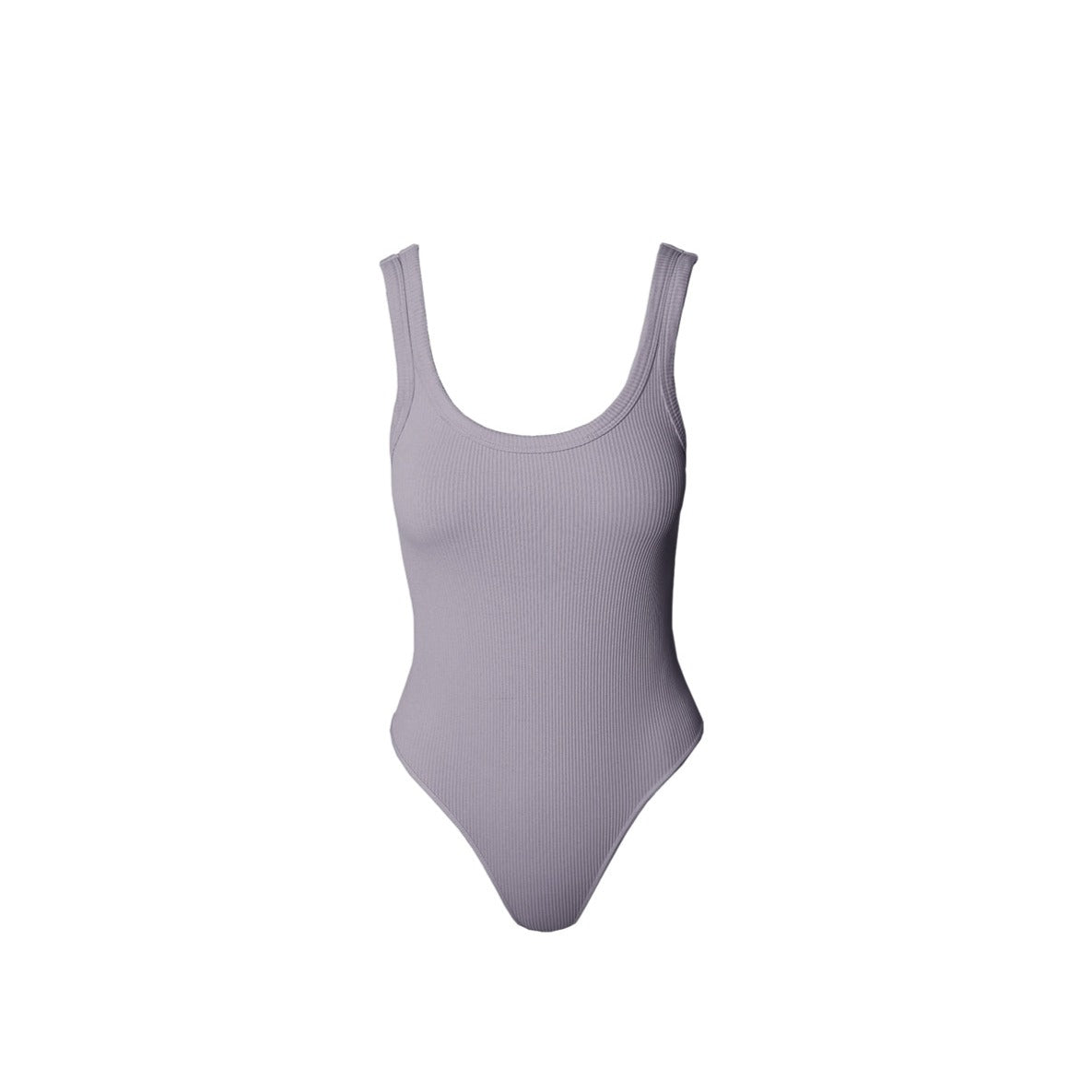 Ribbed Scooped Bodysuit - Lilac Gray