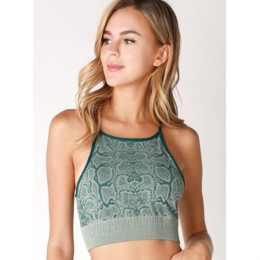 Snakeskin Highneck Top - Teal