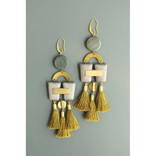 Silk Tassel Chandelier Earrings