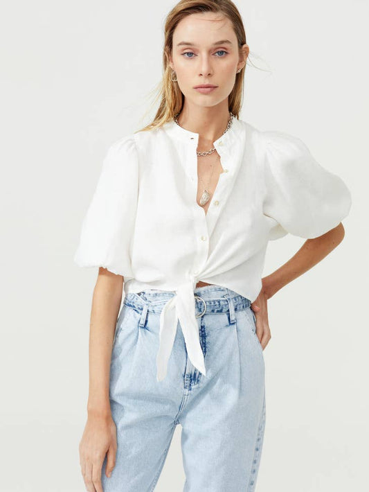 Bubble Crop Top - White