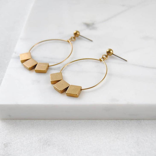 Square Bead Hoop Earrings