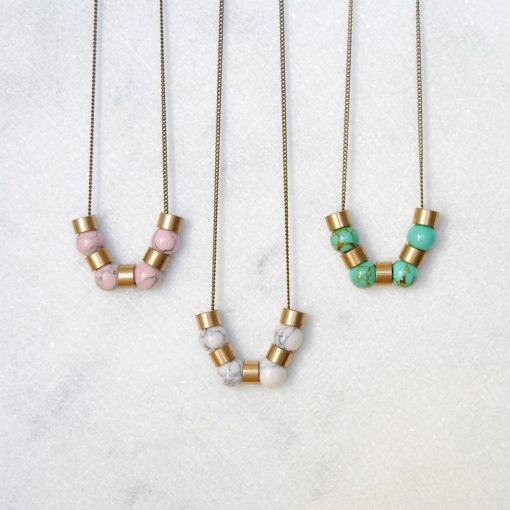 Minimal Marble Necklace - Teal